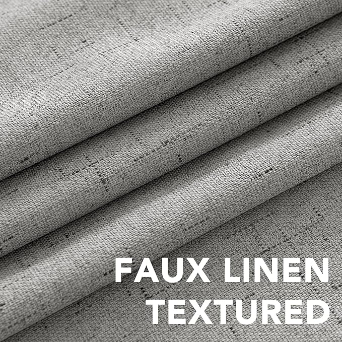 H.VERSAILTEX Linen Blackout Curtains 96 Inches Long, 100% Absolutely Blackout Thermal Insulated Textured Linen Look Curtain Draperies for Living Room with White Liner, 2 Panels, Dove Gray