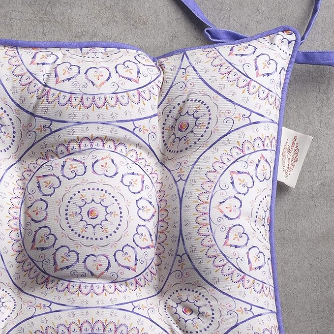 Maison d' Hermine Chair Pads for Dining Chairs Cotton Outer Fabric and Poly Filling 16"x16" Patio Seat Cushions for Furniture with Ties Home Chair Party Hall Farmhouse (Mandala, Pack of 2)