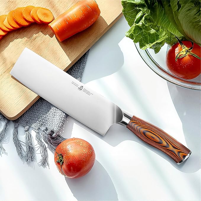 TUO Nakiri Knife 6.5" Vegetable Cleaver, Japanese Chef Knife for Kitchen Vegetable Chopping, German High Carbon Stainless Steel, Ergo Pakkawood Handle