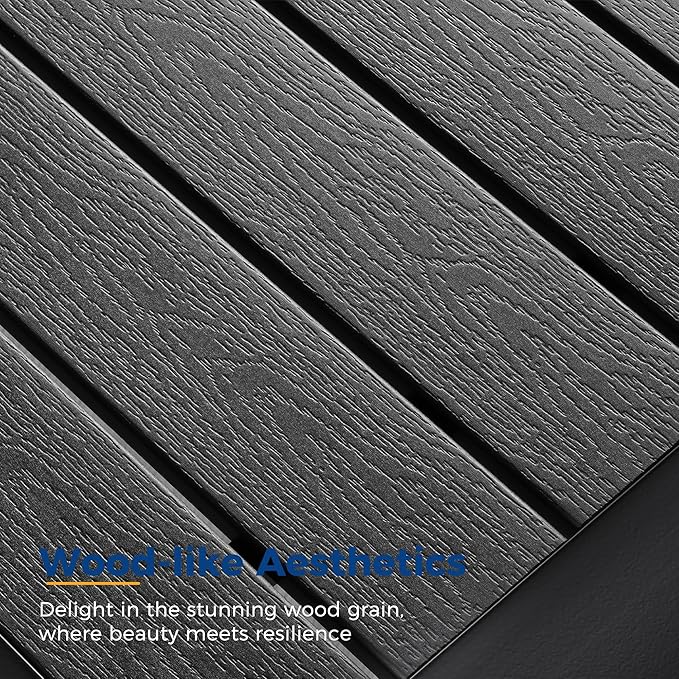 Wisteria Lane Aluminum Outdoor Patio Furniture Set, Modern Patio Conversation Sets, Outdoor Sectional Metal Sofa with 5 Inch Cushion and Coffee Table for Balcony, Garden, Black Frame & Gray Cushion