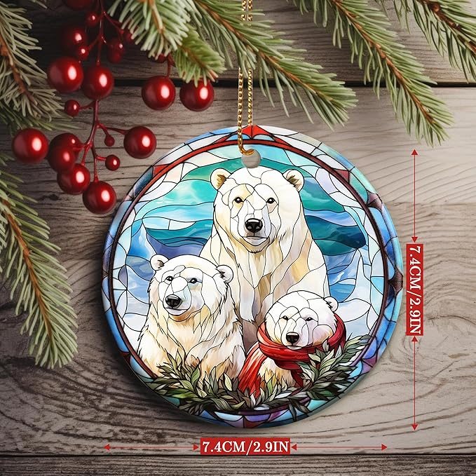 Christmas Ornament, Three Polar Bear Ornament, Christmas Decorations for Tree, Heirloom Keepsake, Gift Idea