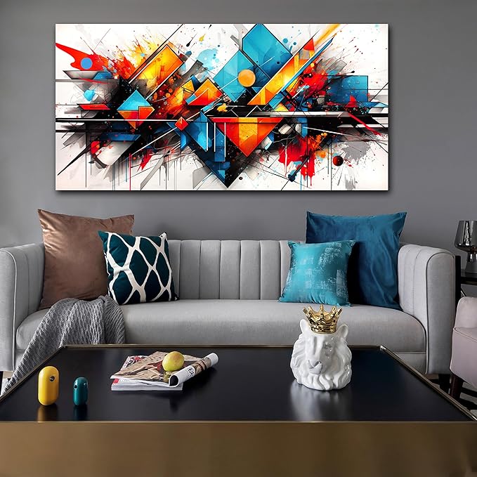CIRABKY Colorful Wall Art for Living Room Large Size - Abstract Canvas Art - Home Office Decor Ready to Hang Size 29" x 59"