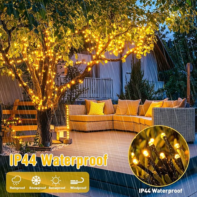 JMEXSUSS 400 LED String Lights for Outside, 132ft Warm White Twinkle Christmas Lights Plug in with Remote for Outdoor Indoor Garden Porch Wedding Tree Holiday Decor