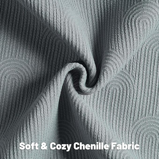 FUTEI Dark Grey Chenille Decorative Throw Pillow Covers 12x20 Inch Set of 2,Soft Cozy Striped Geometric Patterns Lumbar Pillow Cases,Modern Home Decor for Couch Bed Living Room