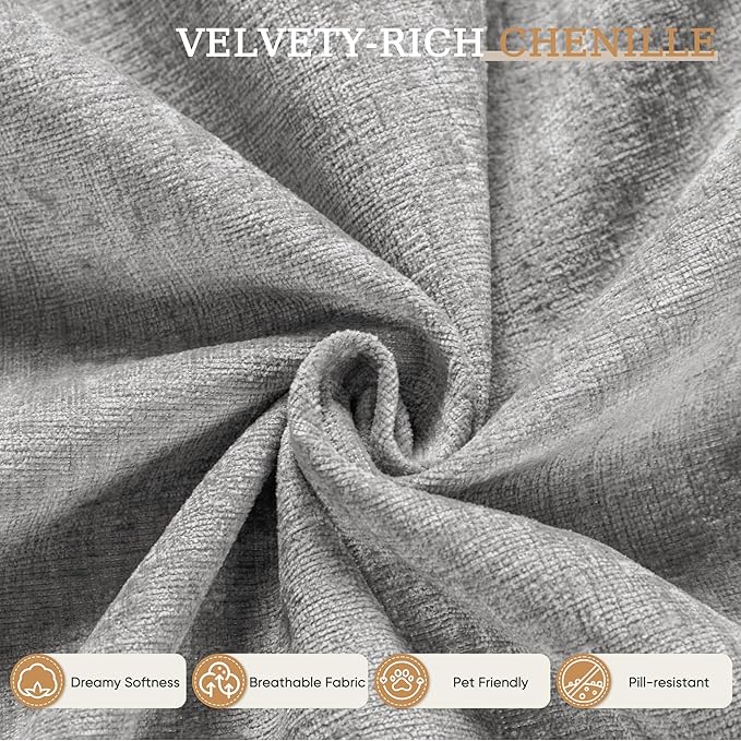 YESHOMY Sectional Couch, 108" Boneless Couches for Living Room, Modular Sectional Sofa with Deep Seat, Cloud Comfy Couch with L-Shape Chaise, No Assembly Required (Chenille, Pearl Gray)