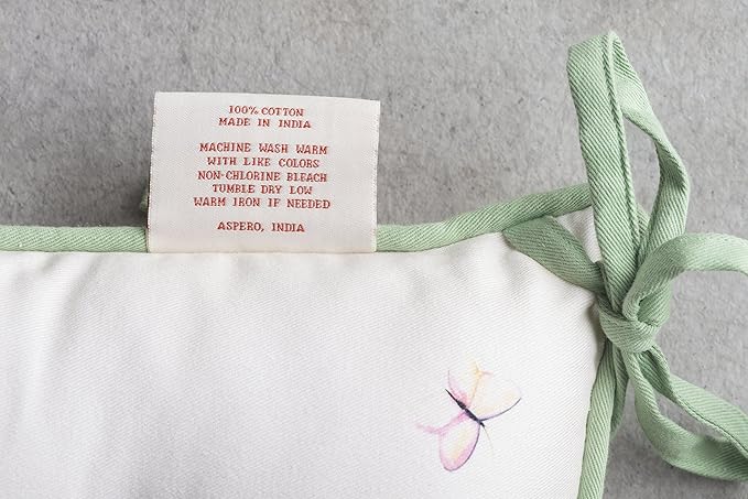 Maison d' Hermine Chair Pads for Dining Chairs Cotton Outer Fabric and Poly Filling 16"x16" Patio Seat Cushions for Furniture with Ties Home Chair Farmhouse (Botanical Fresh - All Over, Pack of 2)