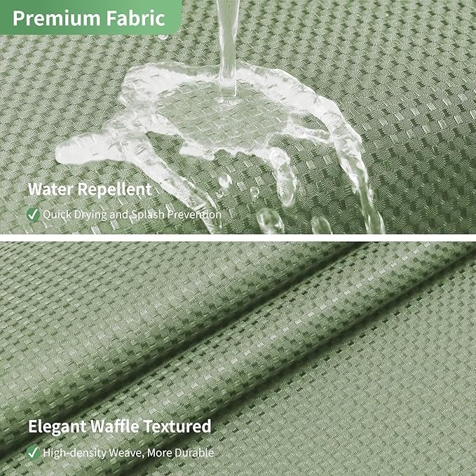 Stall No Hook Shower Curtain with Snap-in Fabric Liner Set,Waffle Weave Shower Curtains for Bathroom,Hotel Luxury Decor Bathroom Curtain Set,Waterproof & Washable,Sage Green,54Wx80H