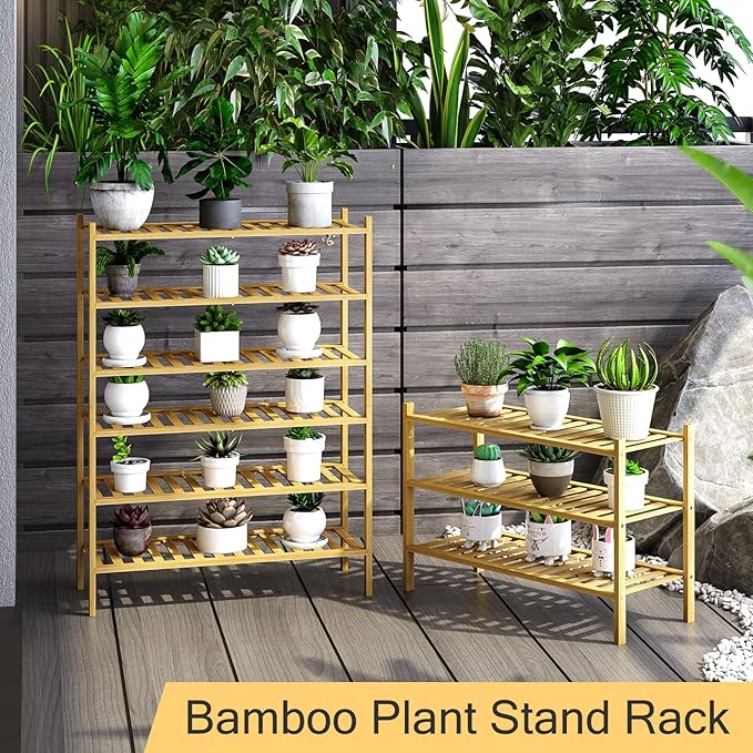 6-Tier Bamboo Shoe Rack for Entryway, Stackable | Heavy Duty | Multi-Function, Free Standing Shoe Racks for Bedroom Hallway Closet