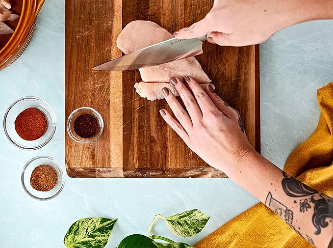 3-Piece Kitchen Knife Set – Ultra-Sharp German Stainless Steel, 8” Chef, 5” Utility, and 3.5” Paring Knives with Ergonomic Handles, Multipurpose Kitchen Knife Set, Black