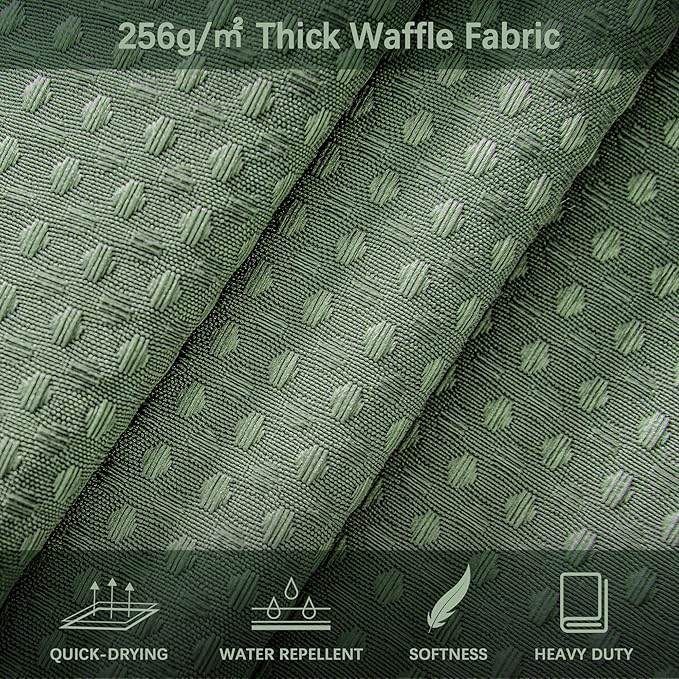 Waterproof Fabric Shower Curtain Extra Long Waffle Weave Heavy Duty Bathroom Shower Curtain Set, 256GSM Weighted Thick Shower Curtain with 12 Rust-Resistant Hooks,72Wx90H Sage Green