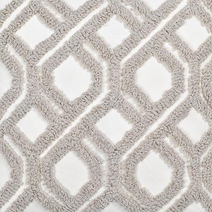 Boho Pillow Covers 18X18 Inch Boho Tufted Throw Pillow Covers Decorative Tassels Cushion Cover Farmhouse Pillow Case for Couch Sofa Bed Living Room Bedroom, Taupe