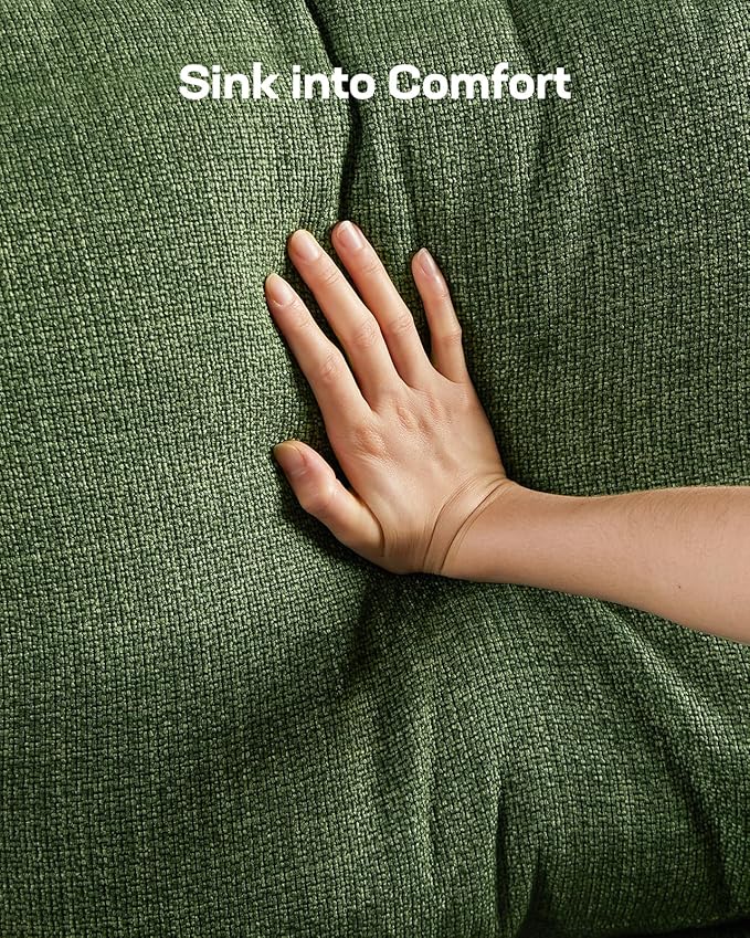 Marsail 2-Seater Modern Sofa, 65" Loveseat Couch with Wide Armrests & Deep Cushions, Linen Sofas with Removable Washable Covers for Living Room, Green