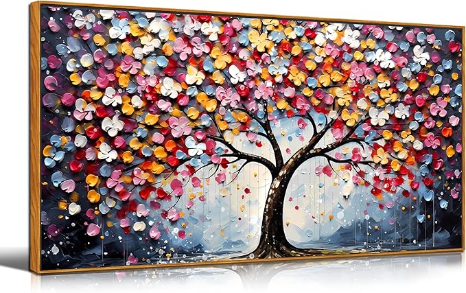 Framed Canvas Wall Art for Living Room Bedroom Office Large Tree of Life Wall Art Colorful Tree Picture Modern Canvas Prints Decor Size 20x40