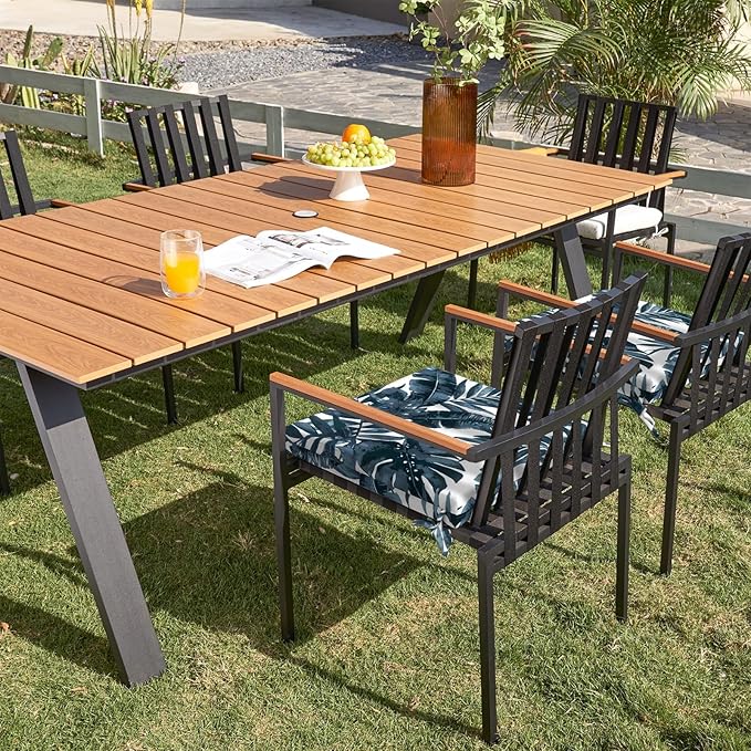 Set of 2 Outdoor Square Chair Cushions 18.5"x16"x2" for Patio, Water Resistant Patio Dining Seat Pads Replacement for Kitchen Garden and Outdoor Furniture Decoration - Palm Blue