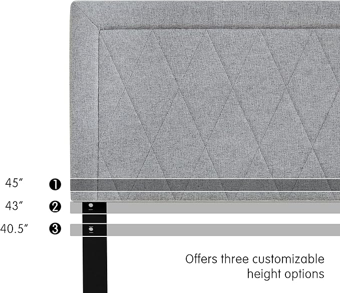 Hokway Bed Frame Upholstered Platform Bed with Headboard Wooden Slat Support No Box Spring Needed(King, Light Gray)