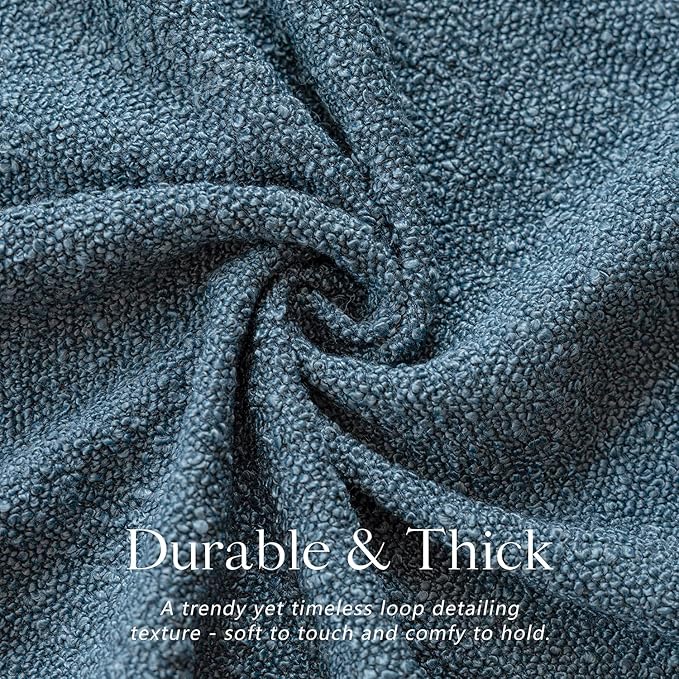 Foindtower Set of 2, Decorative Textured Boucle Throw Pillow Covers Accent Solid Pillow Cases Neutral Soft Cozy Couch Cushion Case for Chair Sofa Bedroom Living Room Home Decor 26 x 26 Inch Blue