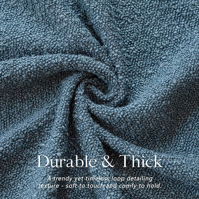 Foindtower Pack of 2, Decorative Textured Boucle Throw Pillow Covers Accent Solid Pillow Cases Cozy Soft Couch Cushion Case for Chair Sofa Bedroom Living Room Home Decor 22 x 22 Inch Blue