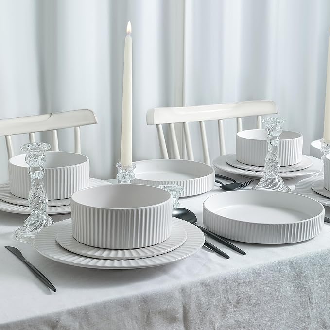 Christian Siriano Lusso 16-Piece Dinnerware Set Stoneware, White