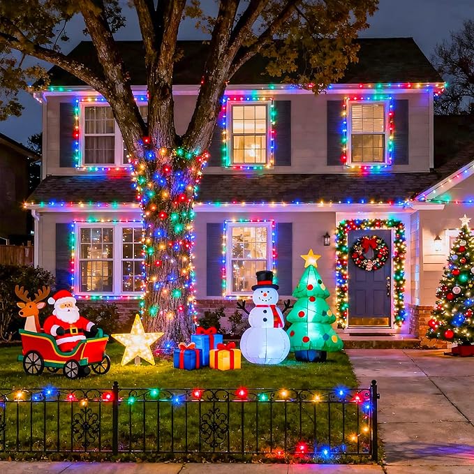 JMEXSUSS Multicolor Christmas Tree Lights Outdoor Indoor Clear Wire, 200 LED Christmas Lights 66ft Colorful String Lights Plug in for Bedroom Tree Room Party Xmas Decorations