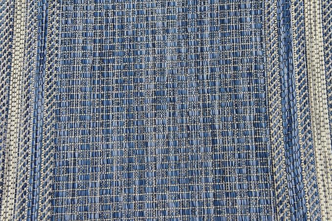 Unique Loom Outdoor Border Collection Area Rug - Soft Border (2' x 6' 1" Runner, Blue/ Ivory)