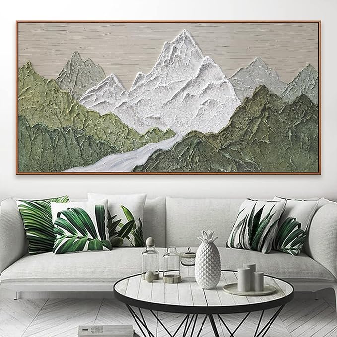 Large Abstract Wall Art For Living Room Canvas Art Wall Decor Bedroom Office Decor Abstract Mountain Forest Landscapes Green Wall Art Painting Abstract Art Prints 29×58 In With Framed