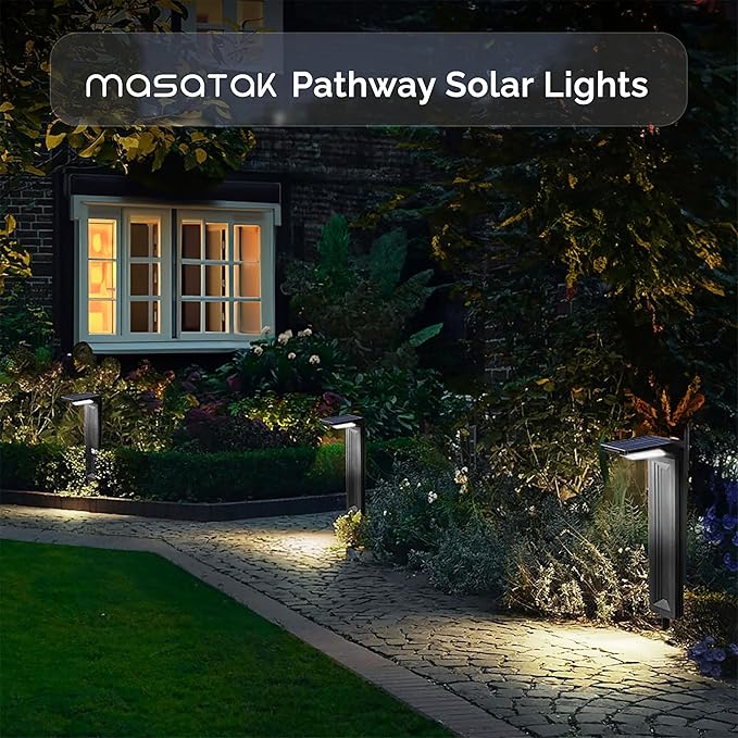 Solar Pathway Lights 2Pack, Waterproof Bright LED Modern Decorative Path Light for All Outdoor uses Backyard, Walkway, Landscape, Driveway, Lawn, Patio, Garden Yard. 2 Brightness Modes (Cool White)