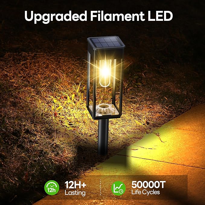 Solar Pathway Lights Outdoor 8 Pack, Waterproof IP65 Solar Powered Walkway Lights, 40LM Bright Outdoor Path Lighting for Landscape, Yard, Garden, Driveway, Warm White