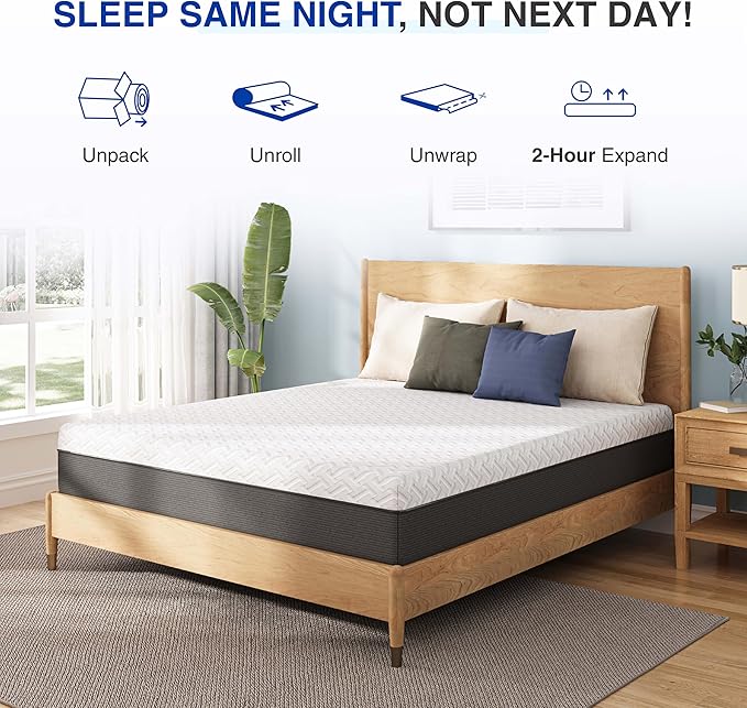 10 Inch Twin Green Tea Memory Foam Mattress for Cool Sleep & Pressure Relief, Bed in a Box, Removable Cover No Fiberglass, CertiPUR-US Certified