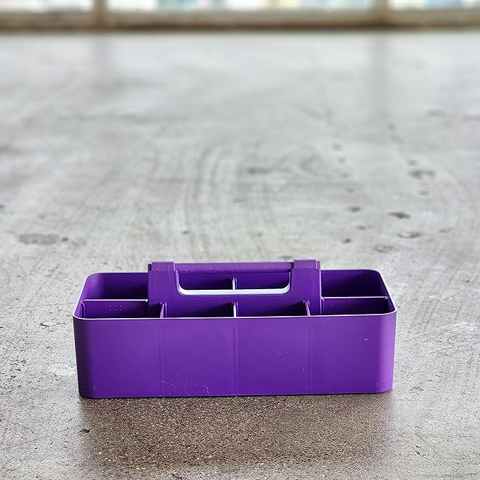 2 PACK Portable DIY 8 Dividers Durable Plastic Tote Tool & Supply Cleaning Caddy with Handle Made In USA (Royal Purple)