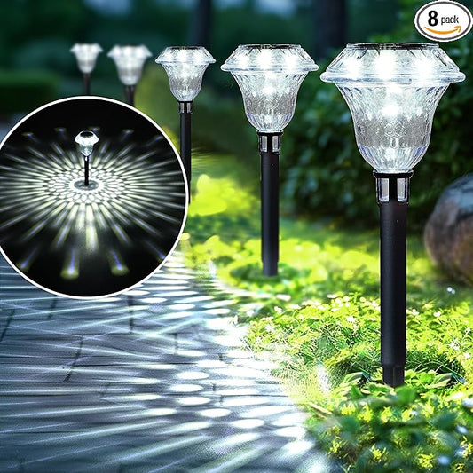 SOLPEX Solar Pathway Lights Garden Decor for Yard, Garden Lights Solar Powered Waterproof Landscape Lighting, Solar Outdoor Lights Porch Decor for Path Walkway Driveway (8 Pack Cold White)