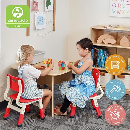 ECR4Kids Classroom Adjustable Chair, Flexible Seating, Red, 2-Pack
