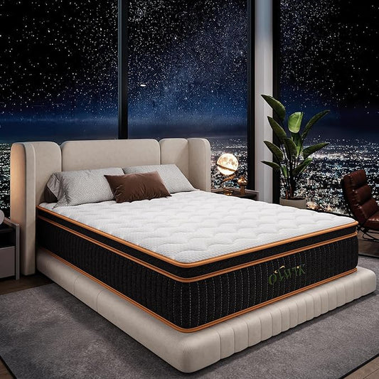 Queen Mattress 12 Inch, Hybrid Mattress Queen Size Bed in a Box, Memory Foam and Individual Pocket Springs, Edge Support, Motion Isolation & Pressure Relief, Medium Firm, 365-Night Trial