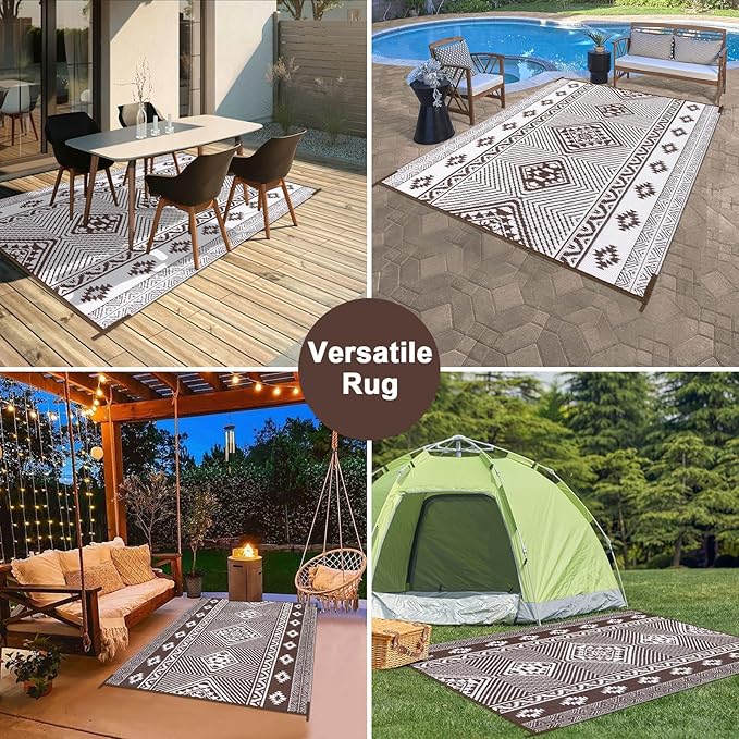 HiiARug Outdoor Rug for Patios Clearance 5'x7' Outdoor Plastic Straw Rug Waterproof Patio Camping Rug Reversible RV Mat Outdoor Area Rugs for Outdoors, RV, Patio, Backyard, Deck, Camping