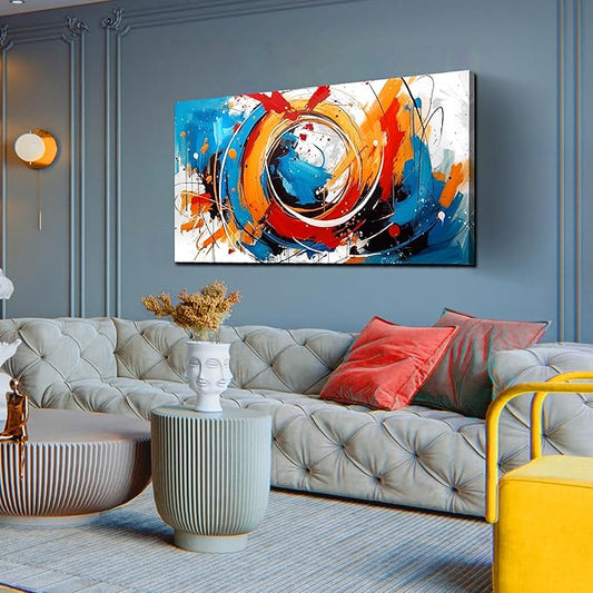 Abstract Wall Art for Office - Colorful Wall Art for Bedroom Ready to Hang Size 24" x 48"