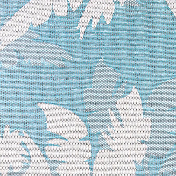 Couristan Monaco Indoor Outdoor Area Rug – Coastal Flora 2'3" x 7'10" Runner in Ivory Turquoise – Flatwoven, Hose Washable, Pet Friendly Rug for Patio, Porch and Home Decor