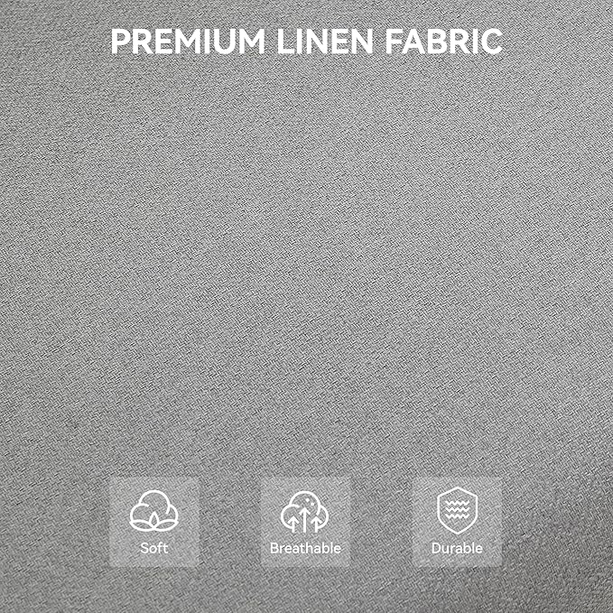 43.5'' Linen Bedroom Bench, Upholstered End of Bed Bench, Padded Vintage Dining Bench, Entryway Bench with Solid Wood Legs, Kitchen, Living Room, Hallway, Light Grey