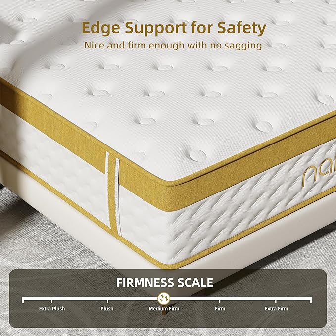 Twin Mattress, 12 Inch Cooling Gel Memory Foam Mattress, Innerspring Hybrid in a Box with Pocket Springs for Pressure Relief and Breathable Medium Firm Feeling with CertiPUR-US Certified Foam