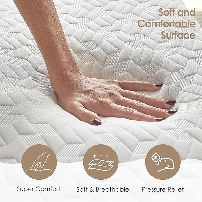Twin Mattress, 8 Inch Gel Memory Foam Mattress for Cooling Night Sleep & Pressure Relief, Medium Firm Twin Size in a Box, Fiberglass-Free, CertiPUR-US Certified