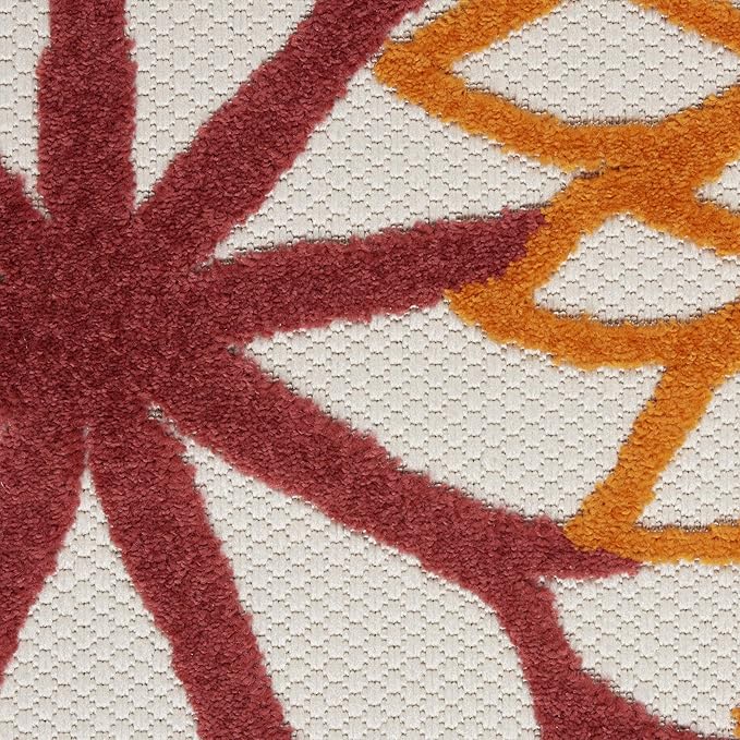 Nourison Home Aloha 8' Runner Red Multicolored Fabric Tropical Area Rug (8' Runner)