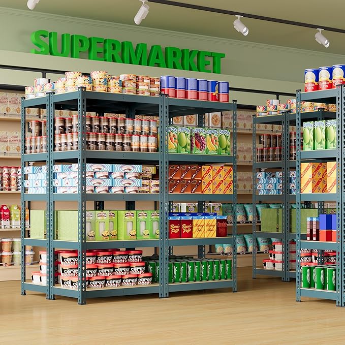 Yaheetech Storage Shelves 5 Tier Garage Shelving Heavy Duty Garage Shelves Adjustable Metal Shelving Unit Utility Rack Shelving for Warehouse Pantry Closet, 27.5" W x 12" D x 60" H, Neptune Blue