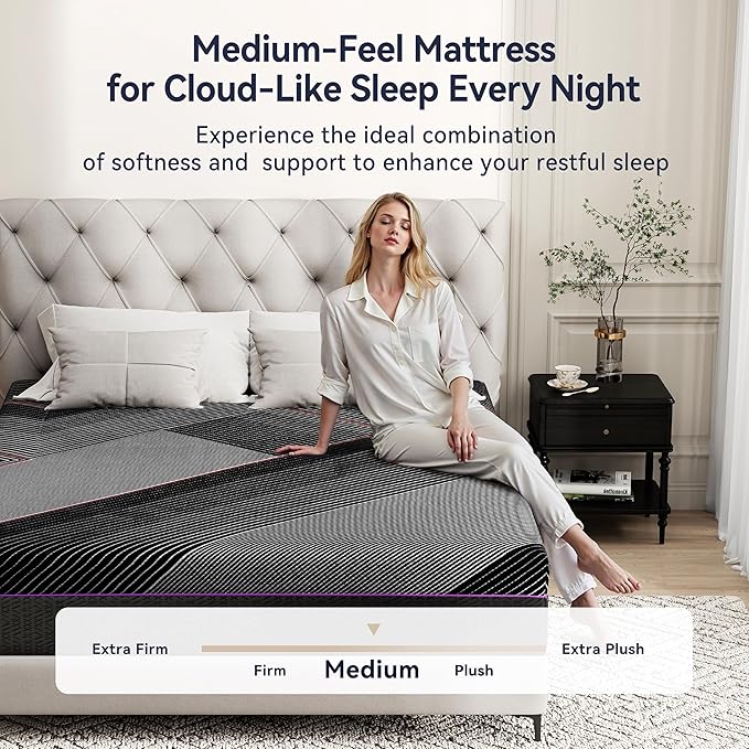 BedsPick Queen Mattress, 12 Inch Memory Foam Mattress for Pressure Relief, Medium Feel, Cooling Gel Memory Foam with Washable Cover, CertiPUR-US