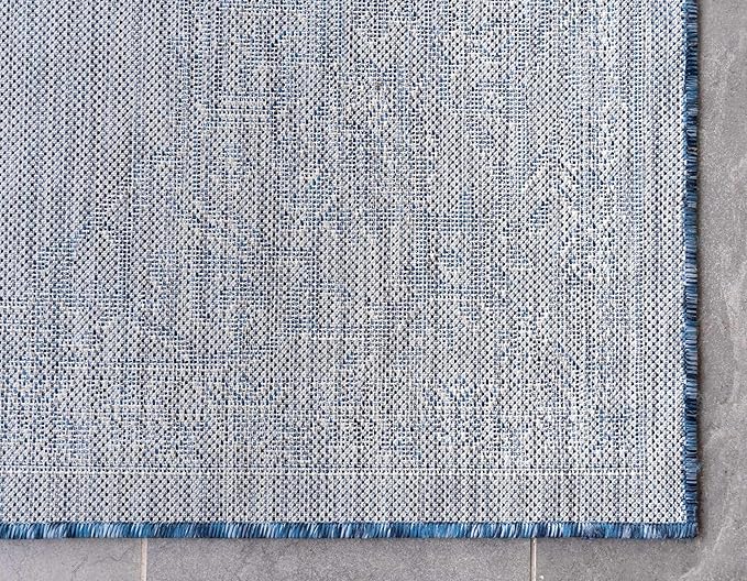 Unique Loom Outdoor Traditional Collection Area Rug - Antique (4' 1" x 6' 1" Rectangle, Blue/ Gray)