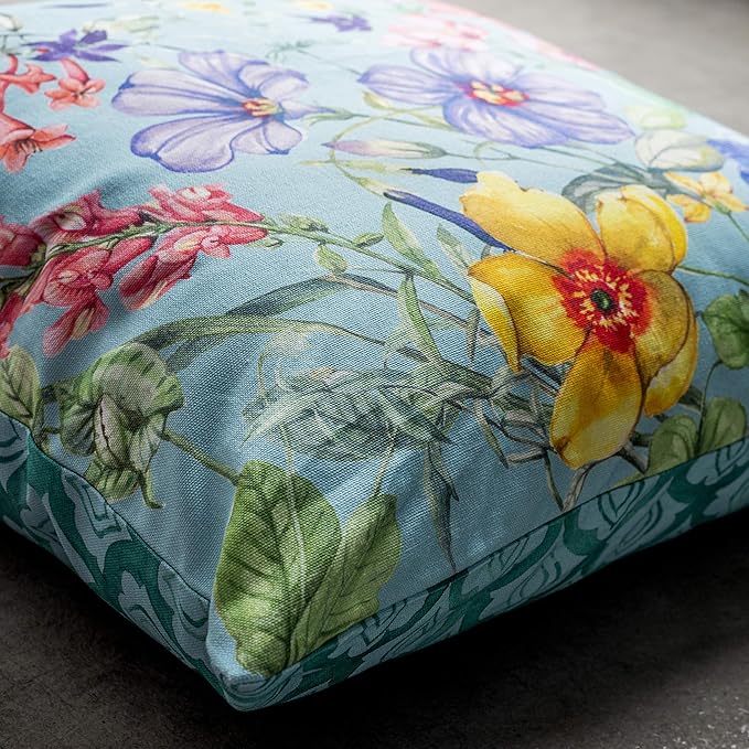 Maison d' Hermine Decorative Pillow Covers 20x20 Inch Square 100% Cotton Throw Pillow Covers with Invisible Zipper Cushion Case for Living Room Couch, Chair, Sofas, Bedroom, Home (Hesperides - Fleur)