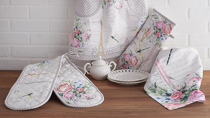 Maison d' Hermine Oven Gloves 100% Cotton Easter Oven Mitt Heat Resistant BBQ Cooking Gloves with Loop for Grilling, Microwave, Barbeque, Champ De Mars Spring/Summer (Oven Mitt (7.5''''x13''''))