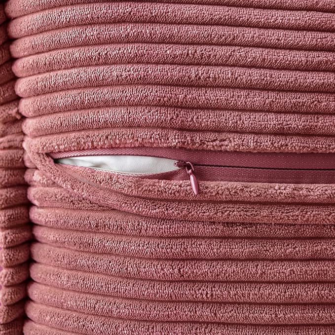 MIULEE Decorative Throw Pillow Covers for Couch Bed Livingroom 20x20 Inch Set of 2 Cranberry Red Boho Accent Throw Pllows Broadside Striped Patchwork Soft Corduroy Pillowcases