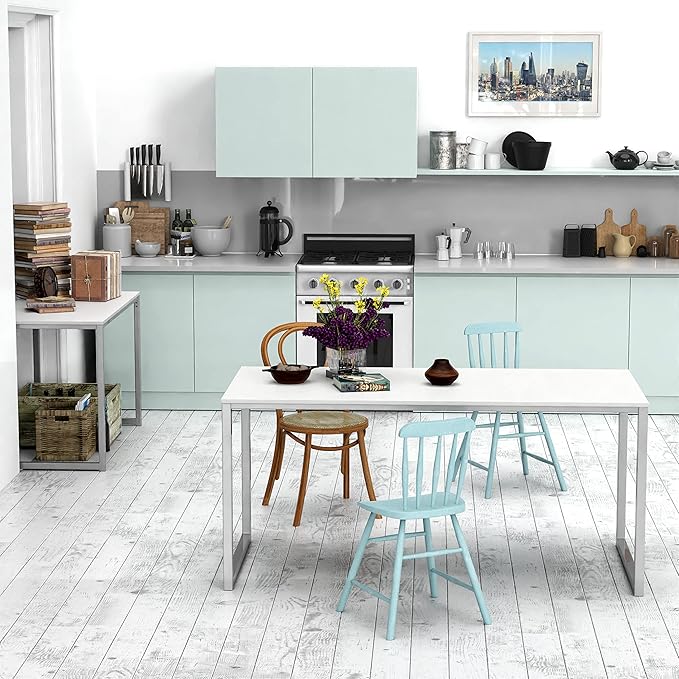 SHW Mission 55-Inch Home Office Computer Desk, White