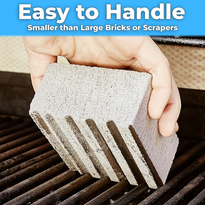 Heavy Duty, Non-Toxic Grey Grill Brick Cleaner 4 Pack. Reusable Chemical Free BBQ Pumice Cleaning Block for Flattops, Grills and Griddles. Non Scratch Grillstone is The Perfect Barbecue Scouring Tool