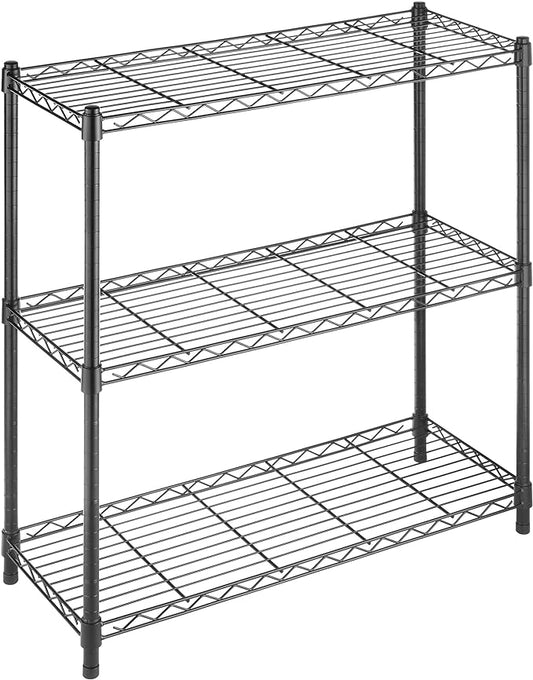 Whitmor 3 Tier Shelving Unit, Metal Storage Shelves, 400 lbs Capacity per Shelf, 1200 lbs Total, Adjustable Heavy Duty Shelf, Easy Assembly for Kitchen, Garage, Plant, 36"L x 14"W x 36"H, Black