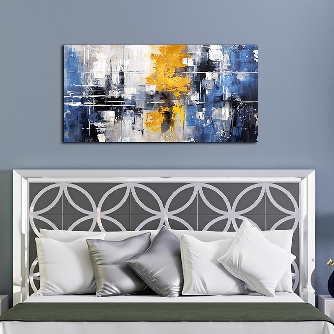 ZHAOSHOP Blue Abstract Wall Art for Office - Abstract Wall Art for Living Room - Modern Minimalist Wall Art for Bedroom Size 20" x 40"