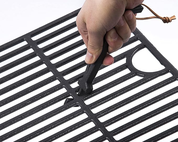 DELSbbq Cast Iron Barbecue Universal Grill Grid Lifter, 8 inch Long hot Surfaces handling Lifter Gripper for Most Charcoal Grills and Gas Grills